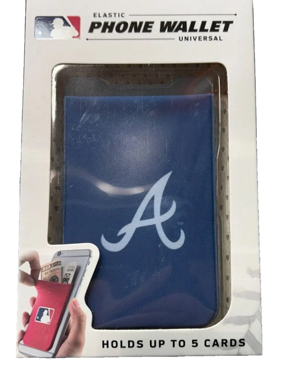 Atlanta Braves Phone Wallet Elastic Universal with 3M Adhesive MLB Merch